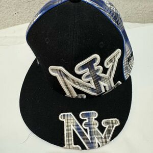 NY New York City Hunter Blue Plaid Cap size M